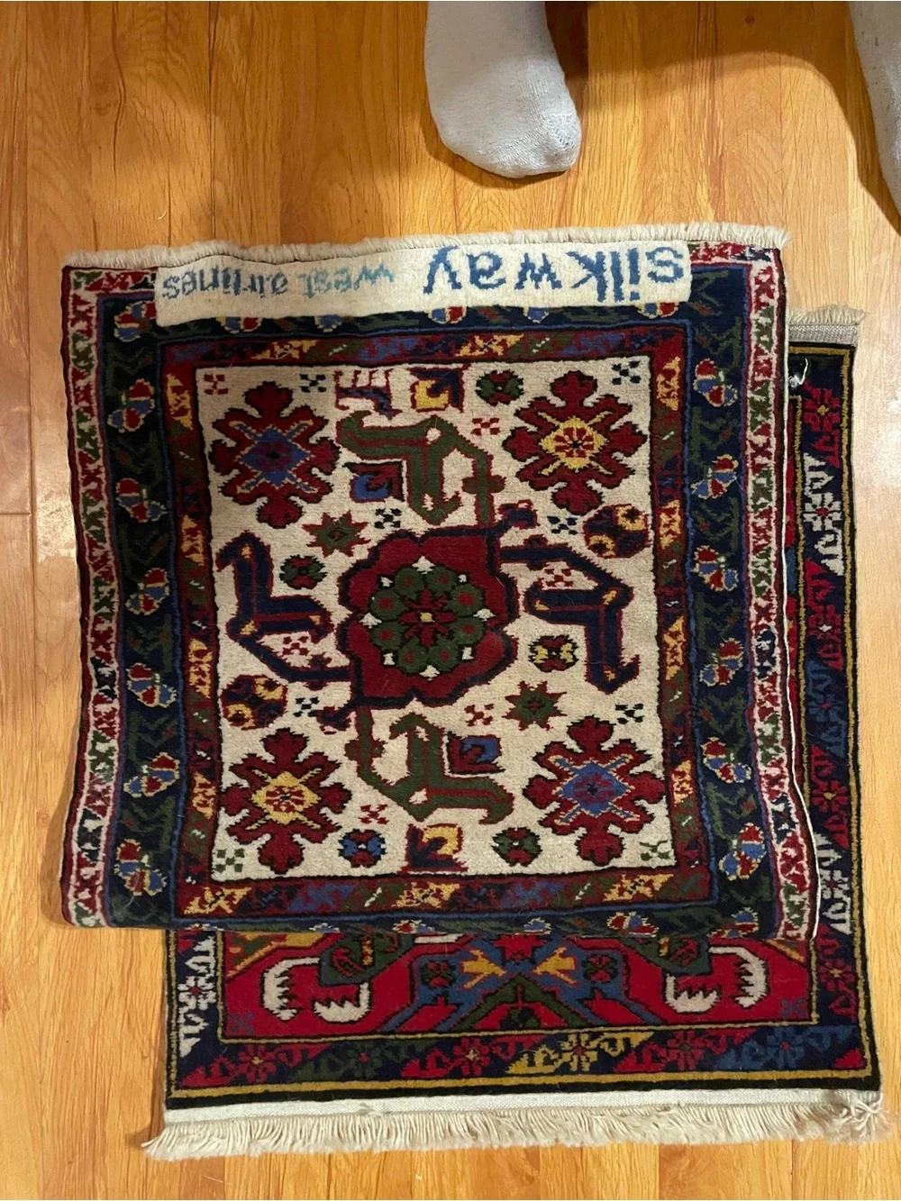 Handwoven Azerbaijani Quba Wool Carpet | Azerxalça COA | 22” x 21